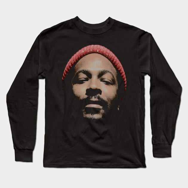 Marvin Gaye-90s Style -Grunge Halftone Long Sleeve T-Shirt by Mr.FansArt